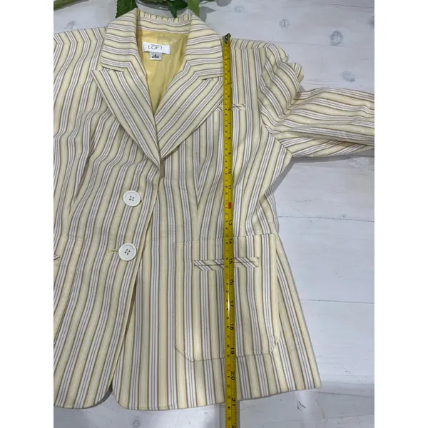 Loft Striped Blazer Size‎ 2 Button Front 100% Cotton Career Casual Cute - Image 3