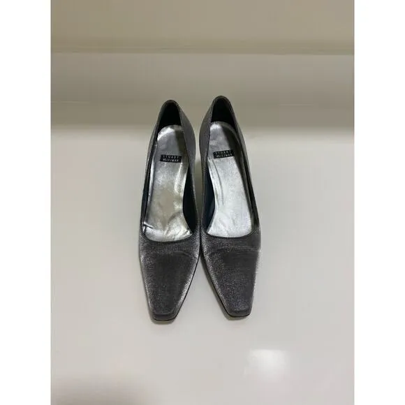 Stuart Weitzman slate gray silver shimmer evening‎ heels pumps size 6 - Image 2
