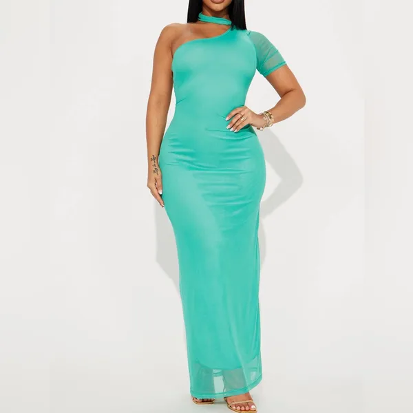 Mesh Sleeve Maxi Dress: Mint- Size Small 3/5 - Image 4