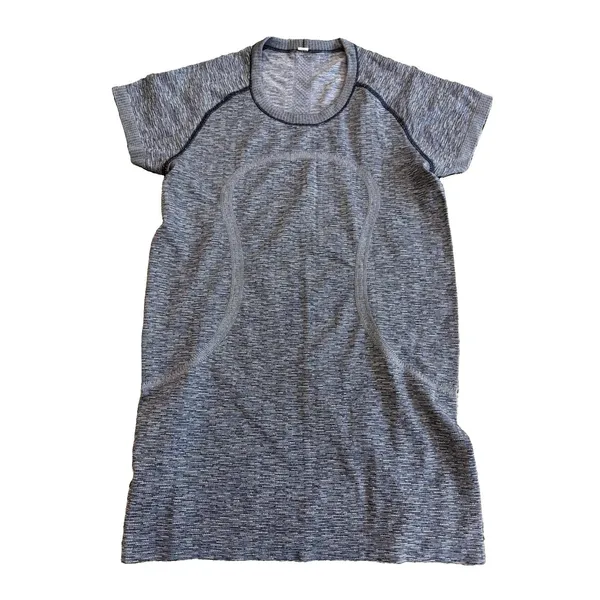Lululemon Swiftly Tech Short Sleeve Crew Gray Speckled Black White Size 8 - Image 10