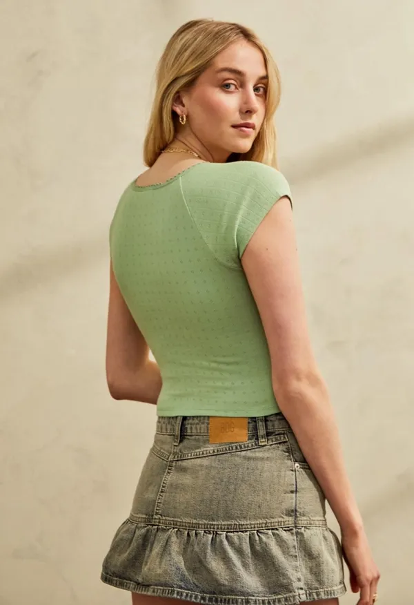 brand new urban outfitters pretty green lacy babydoll top small with tags - Image 6