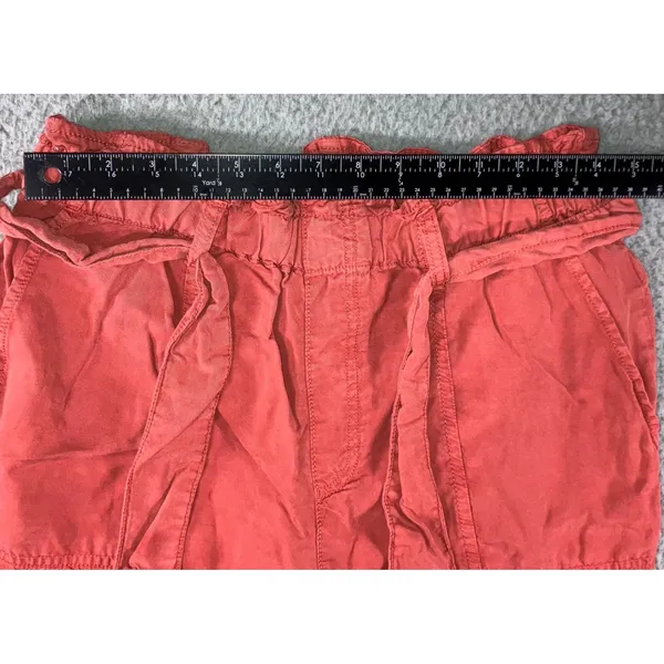 Social Standard Paperbag Waist Pants Women M Coral Red High Rise Boho Tencel‎ - Image 3