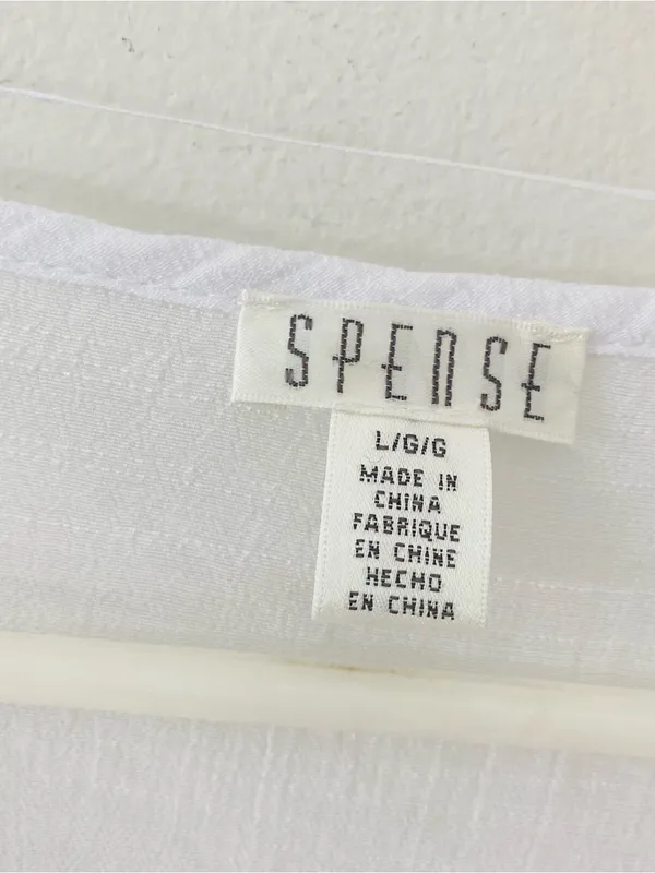 SPENSE Eyelet Lace Accent Tie Front Top White Size L - Image 7