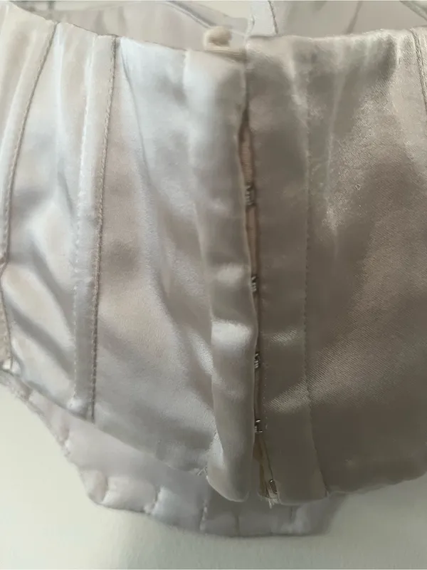 Zara Silver Satin Corset Bustier Top Medium Strapless Shapewear - Image 5