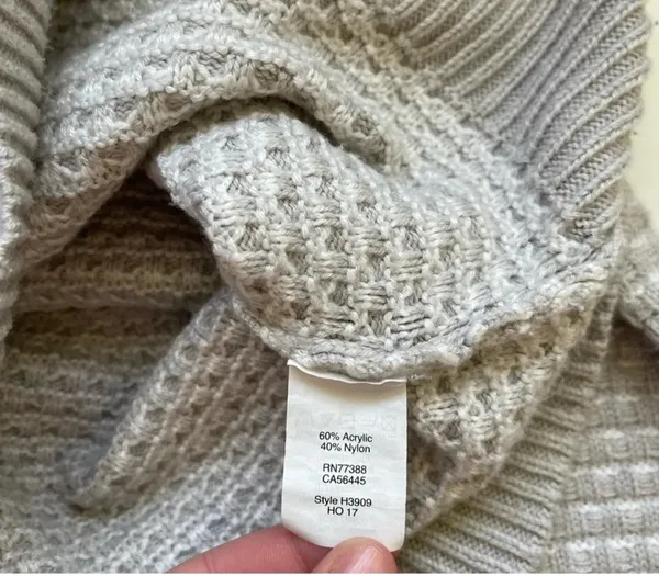 J. Crew Factory Turtleneck Sweater Beige Gray & White Tight Knit - Image 8