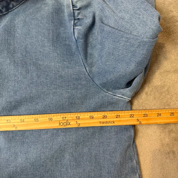 Coastal Cowgirl Western Puff Sleeve‎ Denim Shirt Jacket Womens XL BOHO Shacket - Image 9