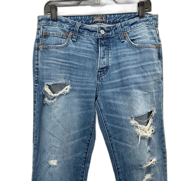 Abercrombie & Fitch‎ Ames Slim Boyfriend Jeans Distressed Grunge Size 27/4 - Image 3