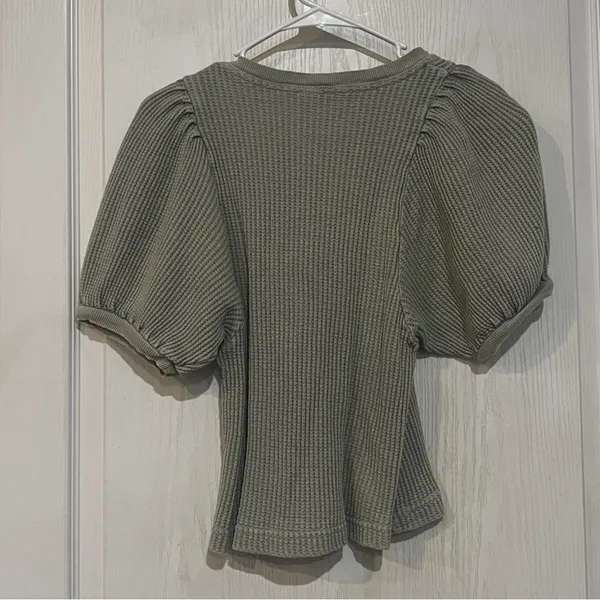 FINAL PRICE Free People FP One Hayden Thermal Waffle Knit Puff Sleeve Lace-Up - Image 6
