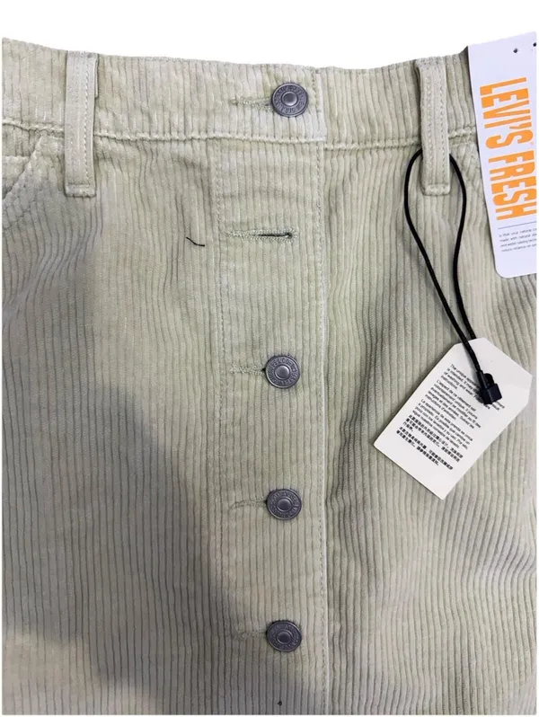 (RFB2) Levis Fresh Premium Corduroy Mini Skirt Size 26 Cream/Sage NWT Button Fly - Image 3