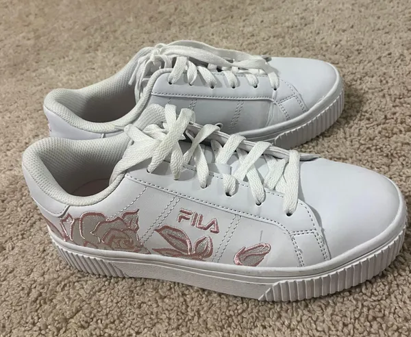 White Platform Embroidered Sneakers - Image 4