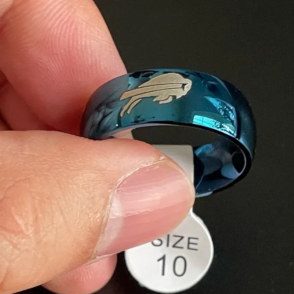 Blue stainless steel buffalo bills ring size 10 - Image 4