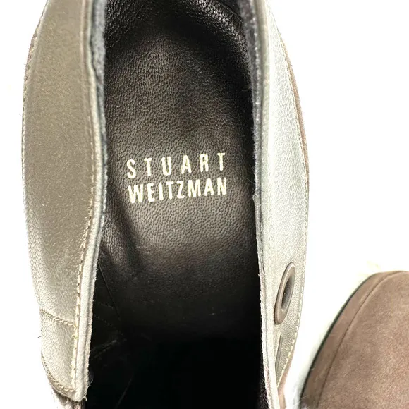 Stuart Weitzman size 6.5‎ M GW94598 platform heeled booties taupe suede - Image 6