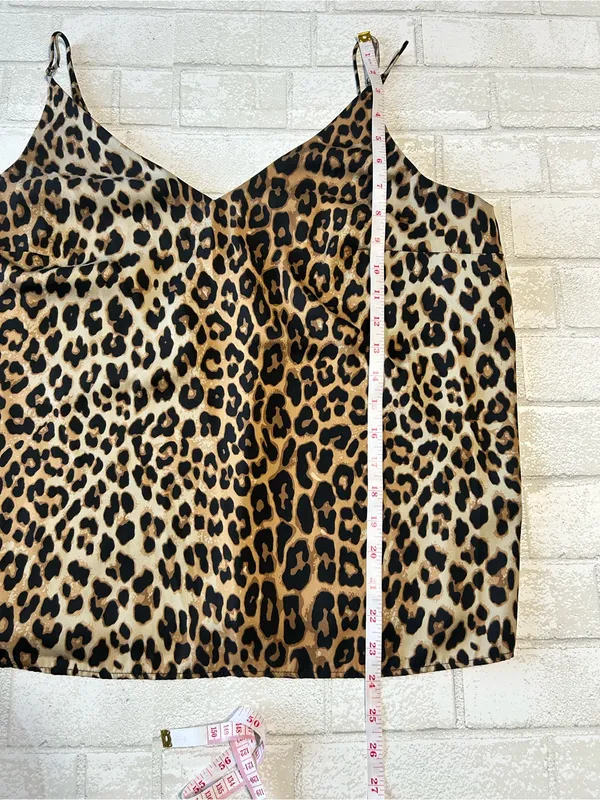 H&M Leopard Print Satin Cami Top - Brown and Black - Image 6