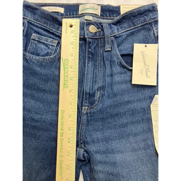 Universal Thread Womens High Rise Flare‎ Jeans Comfort Stretch Blue Size 00R New - Image 6