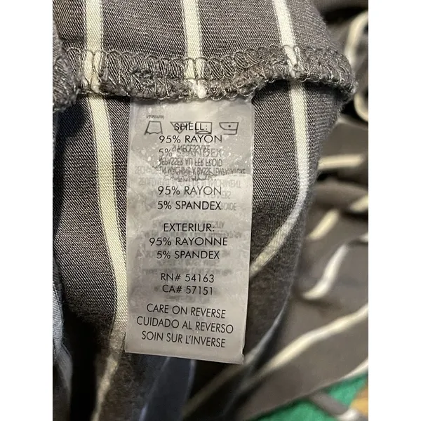 Calvin Klein Dress Sz 12 Striped Short Sleeve Green Olive Knee Length Minimalist - Image 6