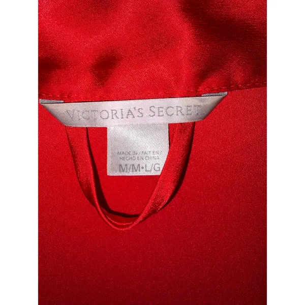 Victoria's‎ Secret Red Satin Chemise & Robe Set Lace Trim Lingerie Size L M/L - Image 9