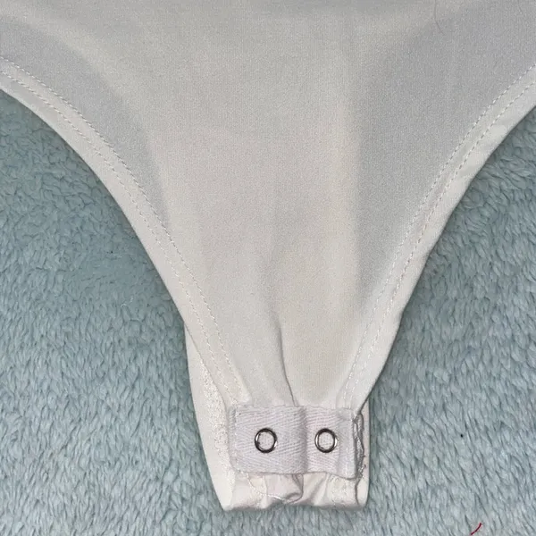 White Striped-Trim Bodysuit - Image 3