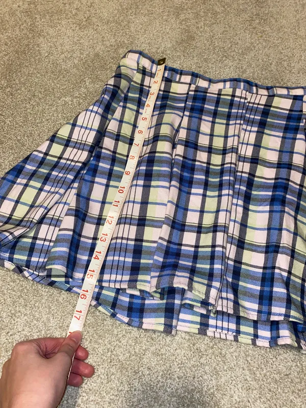 SO Pink Plaid Mini Skirt Blue Size 8 - Image 5