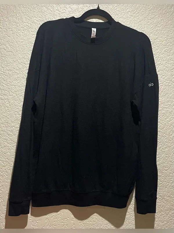 Alo Soho Pullover Crewneck Sweatshirt Pre Washed Live in, distressed Look S - Image 4