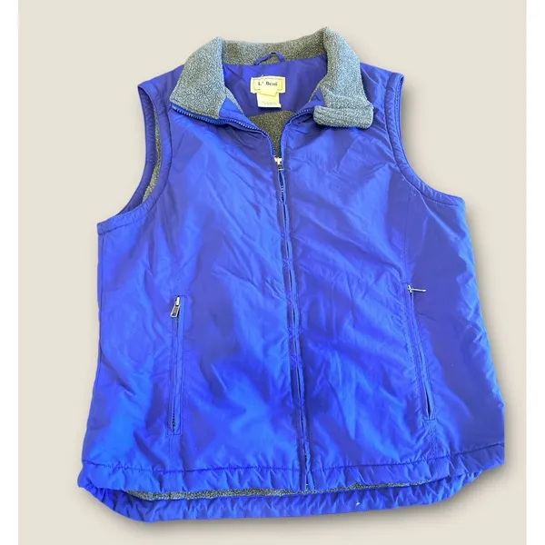 LL Bean‎ Vest Adult Medium Purple Gray Outdoors Full Zip Sleeveless Casual - Image 3