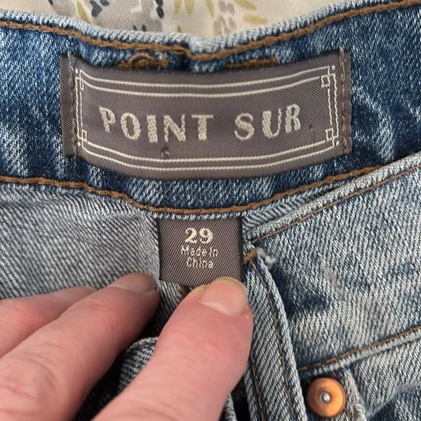J Crew point sur distressed button fly light wash denim straight leg jeans - Image 7