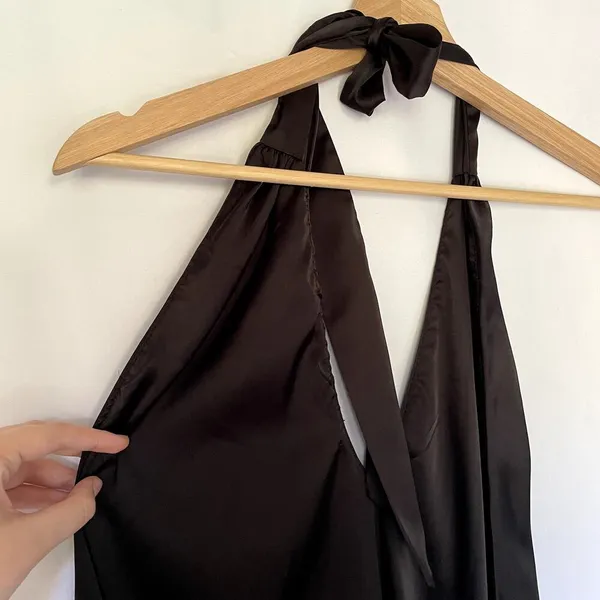 NWT Hello Molly slip dress halter neckline‎ women's size XL satin black mini - Image 8