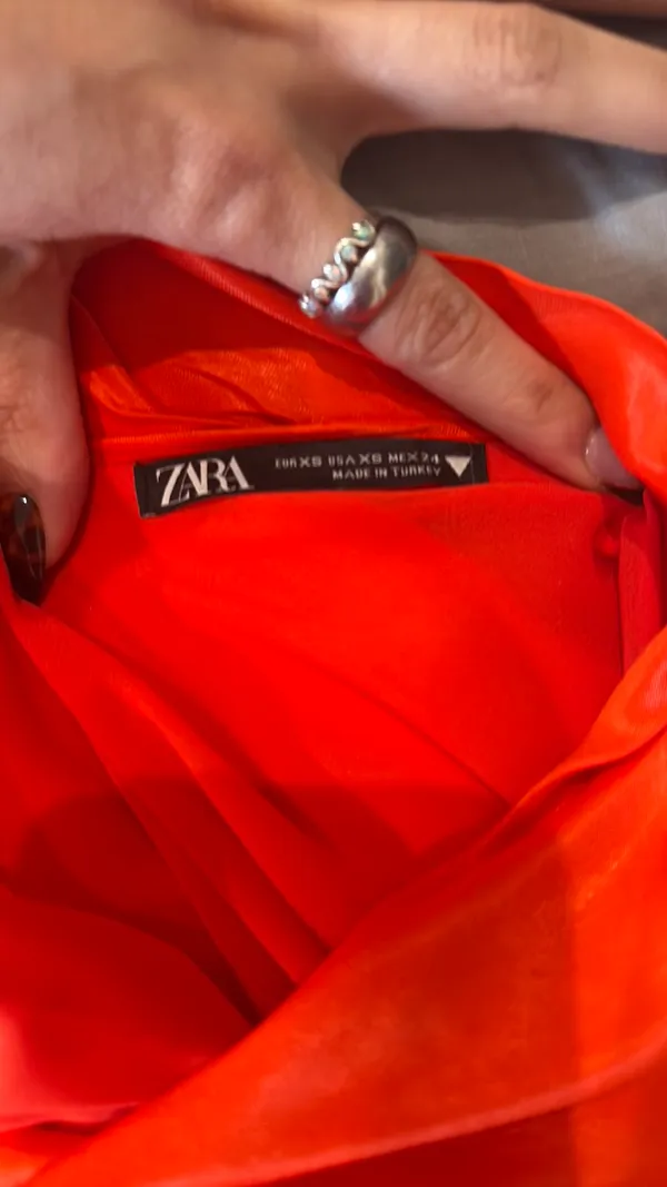 ZARA Dress Mini Orange Satin Summer - Image 3
