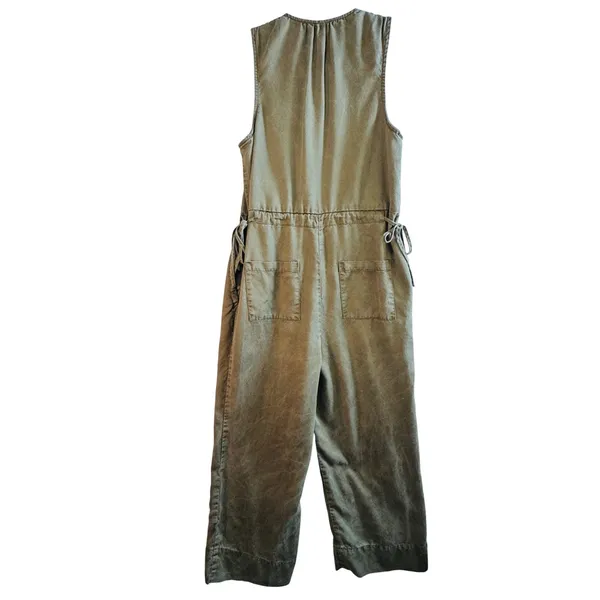 Marine Layer Olive Green Tencel Sleeveless Button Front Jumpsuit XS Utility‎ - Image 2