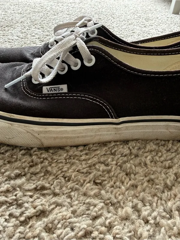 Vans Black Canvas Low-Top Sneakers with White Laces - Image 2