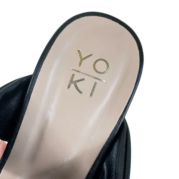 YOKI Black Arlette-14‎ Cork Wedge Twisted Strap Slip On Heeled Sandals Size 10 - Image 6