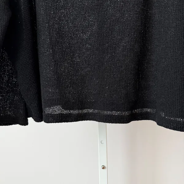 REVIR Whimsigoth Goth Boho Relaxed Sheer Knit Boat Neck Boxy Sweater S/M Black - Image 5