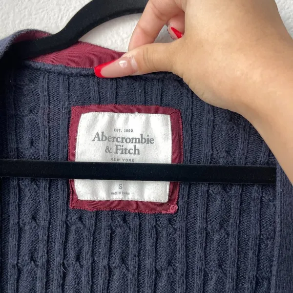 Abercrombie & Fitch Y2K Navy Blue Button Long Sleeve Knit Cardigan Sweater | S - Image 4
