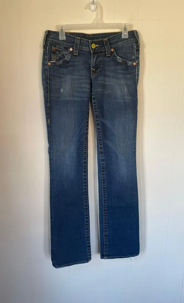 True Religion Billie Straight Leg Jeans Pocket Flap Medium Wash Womens Sz 28 - Image 4