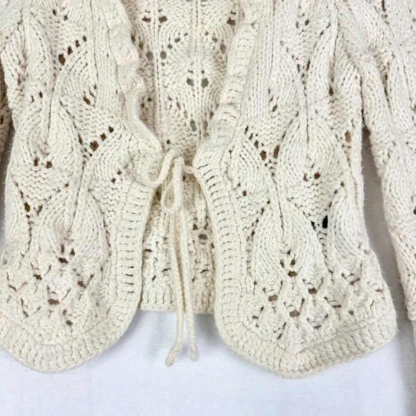 The Limited Vintage Y2K Crochet Knit Sweater Cardigan Size Small Chunky Cream - Image 3