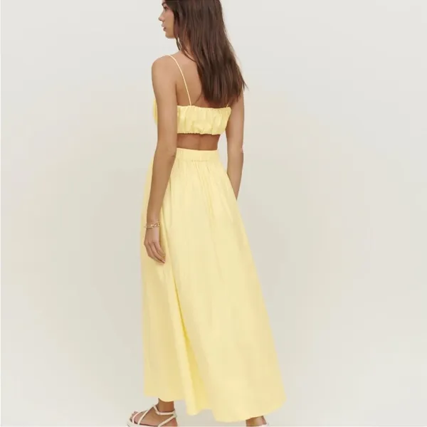 NWT Reformation Brio Two Piece Yellow Skirt and Top - Image 2