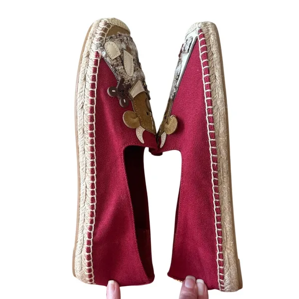 Tory‎ Burch Ozzie Ox Espadrilles Lunar New Year Red Size 9 Rare - Image 9