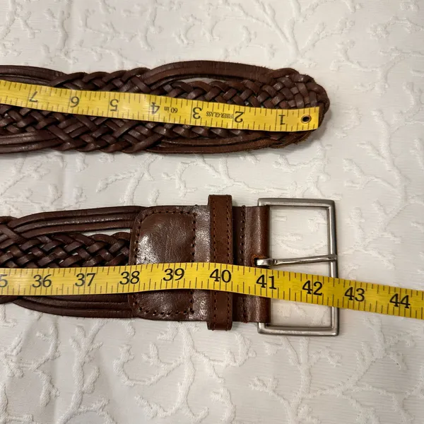 Leather Belt Braided Women's Size M Brown Retro Vintage Wide Flexible Classic - Image 5