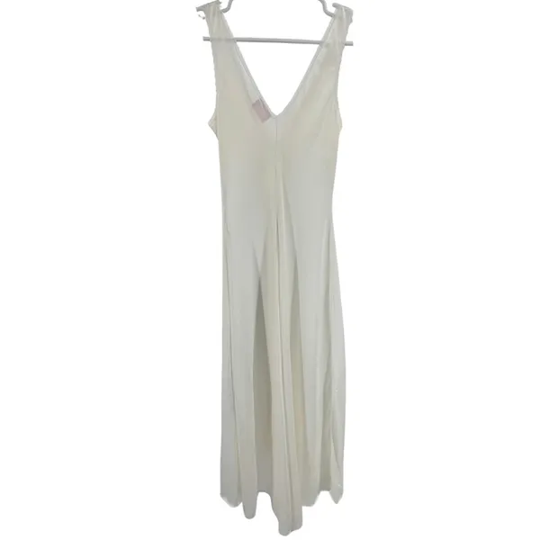 Tessie Cream Lace-Trimmed nightgown lace detail front slit wedding vintage S - Image 2