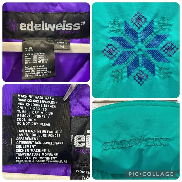 Vintage 90's Edelweiss Womens L‎ Ski Vest Green Nordic Embroidery Quilted Lining - Image 8