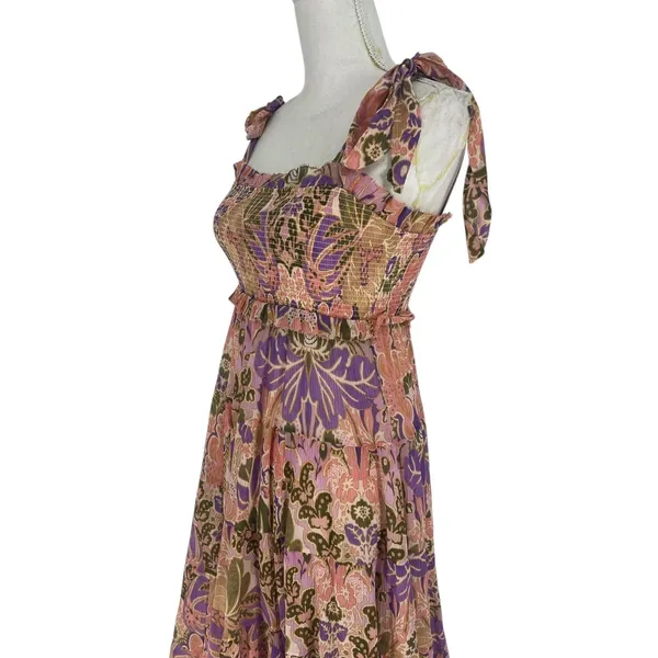 Zimmermann Violet Tiered Floral Midi‎ Sun Dress Smocked Size 1 US M - Image 10