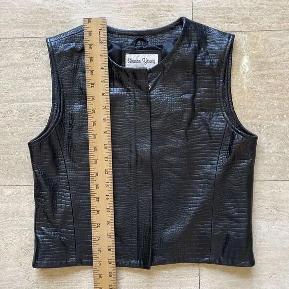 Sharon Young Sportswear Vest Size S‎ Genuine Leather Black Snake Print - Image 4