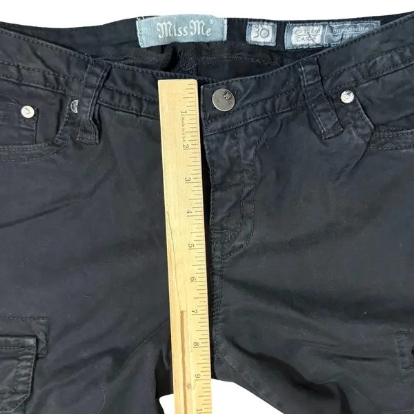 Miss Me Black Rhinestone Low Rise Skinny Cargo CP12468 Pants Jeans size 30 - Image 6