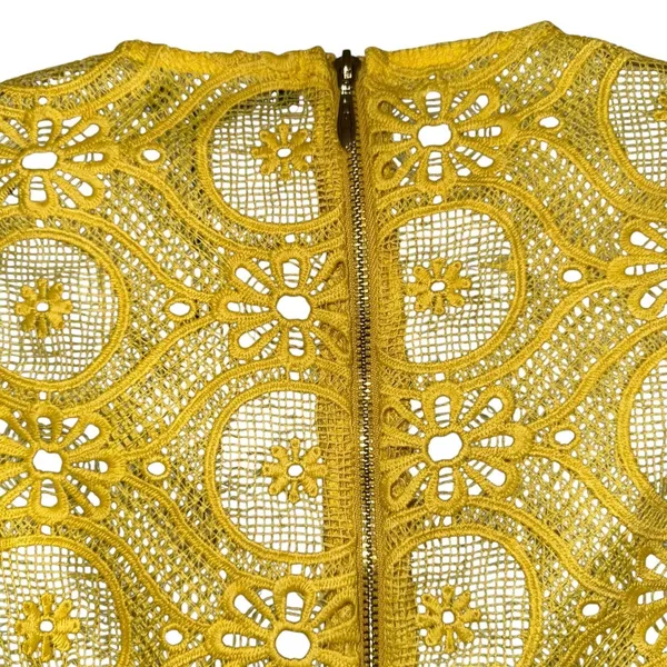 DRESSINGPAULA‎ Lemon Yellow Lace Sheath Embellished Flower Design NWT XS - Image 9