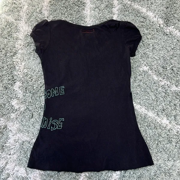 Vintage 2002 Y2K Billabong 🏝️”welcome to paradise” cross-stitch palm cutout tee - Image 8