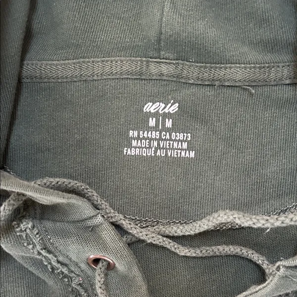 Aerie Oversized Lace Up Hoodie-Distressed Hunter Green, boxy fit. Size Medium - Image 2