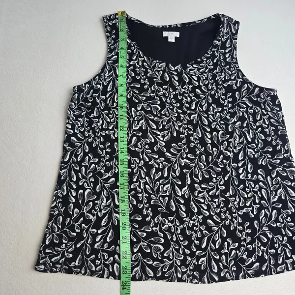 J.‎ Jill Womens Black White Floral Vine Print Scoop Neck Sleeveless Tank Top M - Image 6