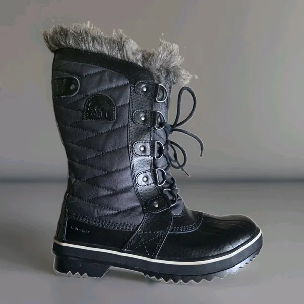 Sorel Tofino ll Boots Womens 8 Black Fur Trim Winter Waterproof Excellent Cond - Image 5