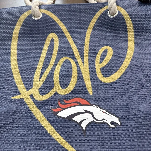 NFL Love Rope Tote Denver Broncos Navy Gold Game Wear Football purse bag - Image 2