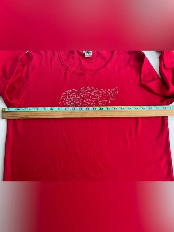 Isaac’s Design Detroit Red Wings Hockey 3/4 Sleeve Rhinestone Top, Size 1XL - Image 6