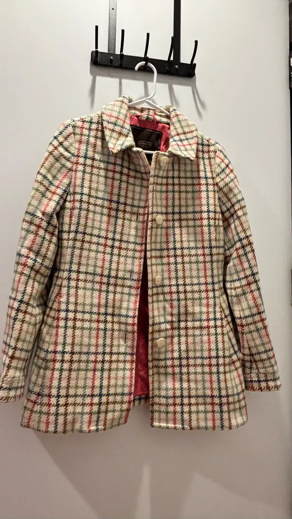 Coach wool plaid print coat - Image 4